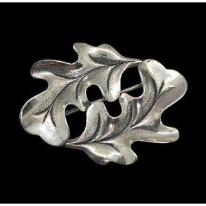 Vintage Beau Sterling Silver Double Oak Leaf Brooch